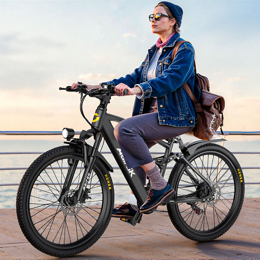 Aairsk GT900 24"/26" Full Suspension Electric Mountain Bike — US Stock • Up to 52 km Range • Color LCD & NFC Start