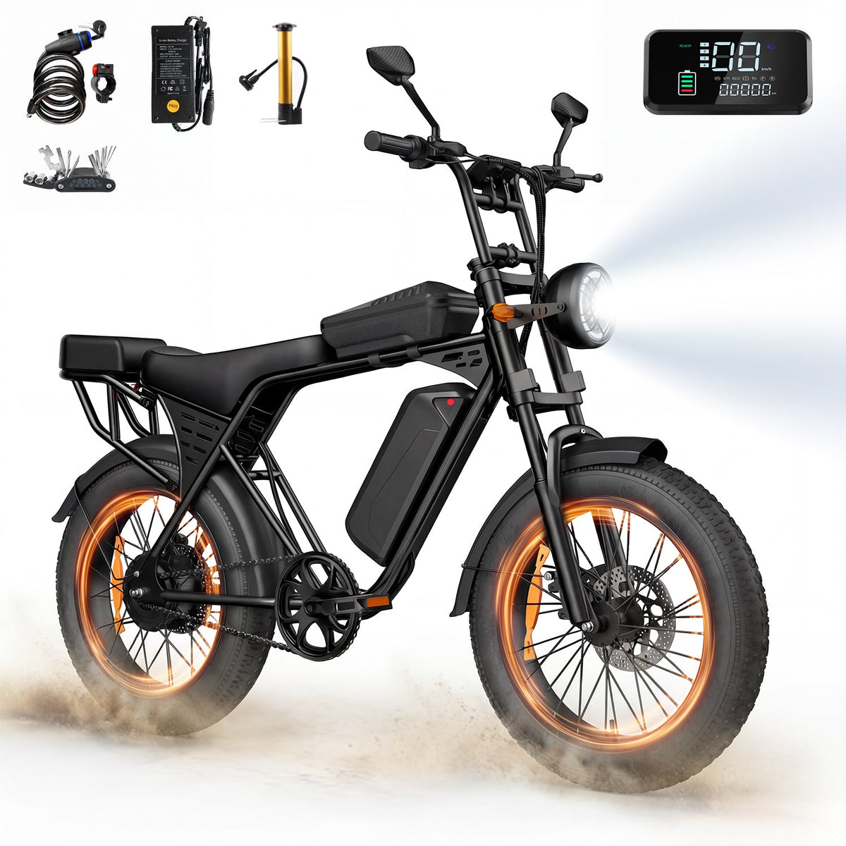 Aairsk X5 Moped-Style Fat Tire E-Bike — Off-Road Use — view 1