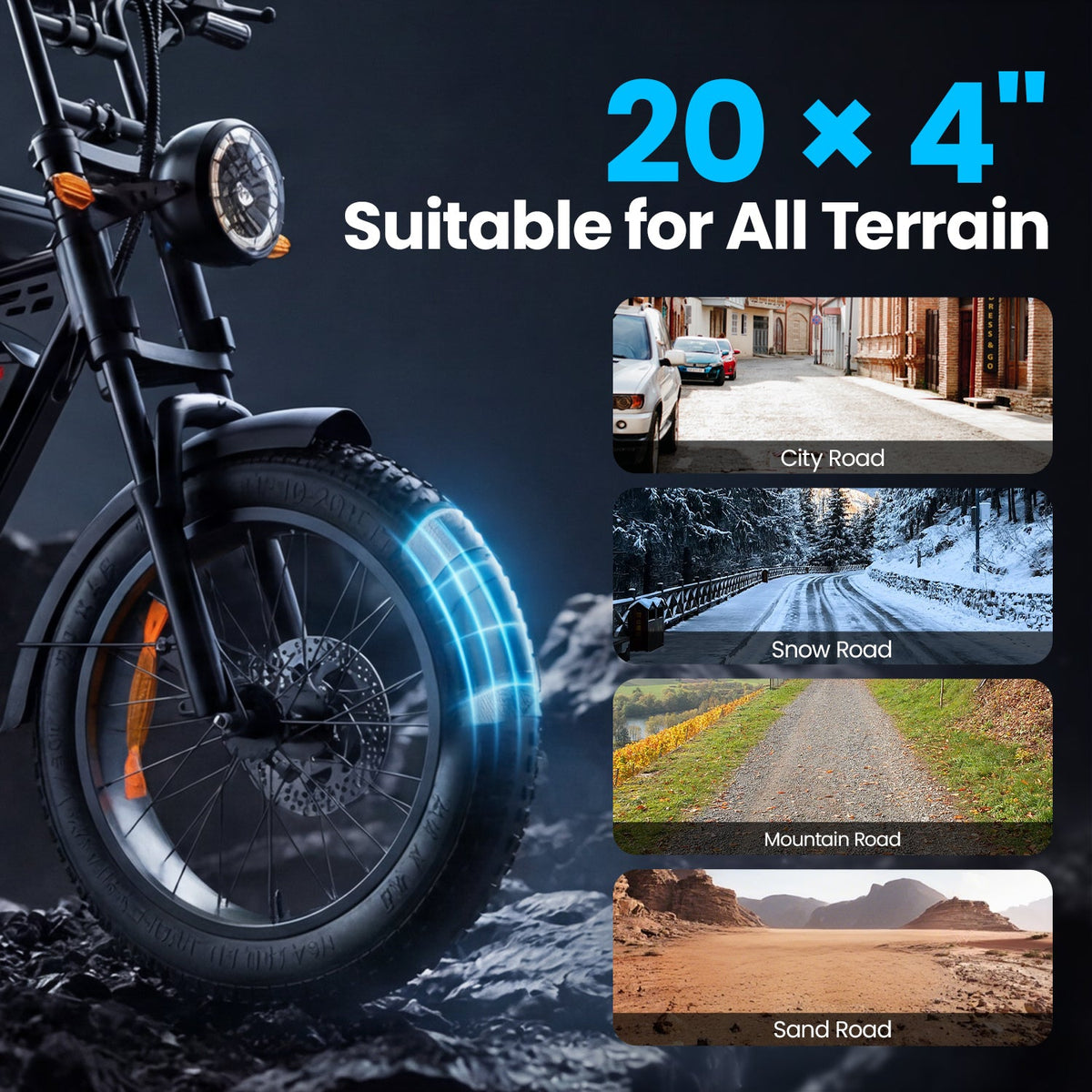 Aairsk X5 Moped-Style Fat Tire E-Bike — Off-Road Use — view 5