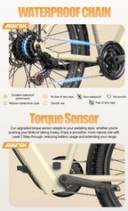 Aairsk SU7 24" Step-Through for Commuting City E-Bike — 24″ Wheels • Up to 52 km Range • Front Suspension • 7-Speed Drivetrain