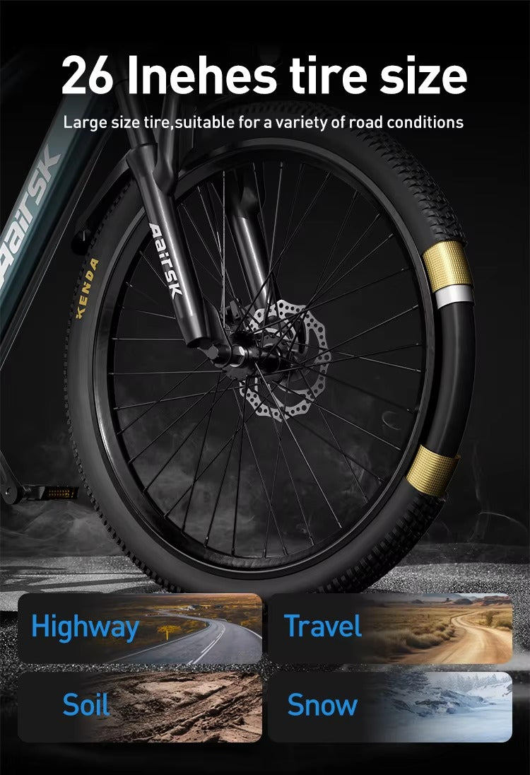 Aairsk GT900 24"/26"  Full Suspension Electric Mountain Bike — US Stock  • Up to 52 km Range • Color LCD & NFC Start