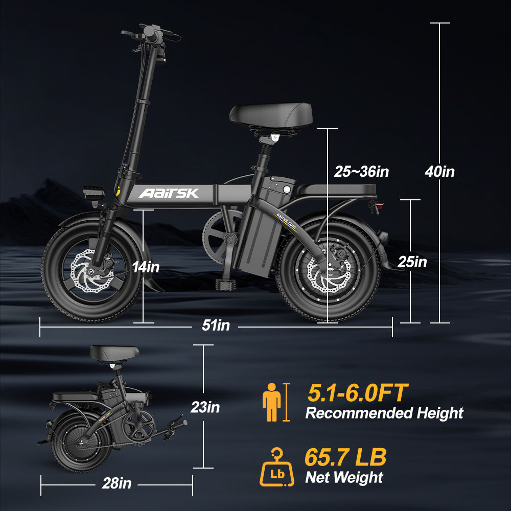 Aairsk F6/F6 Pro 14" Fat Tire Folding E-Bike — US Edition